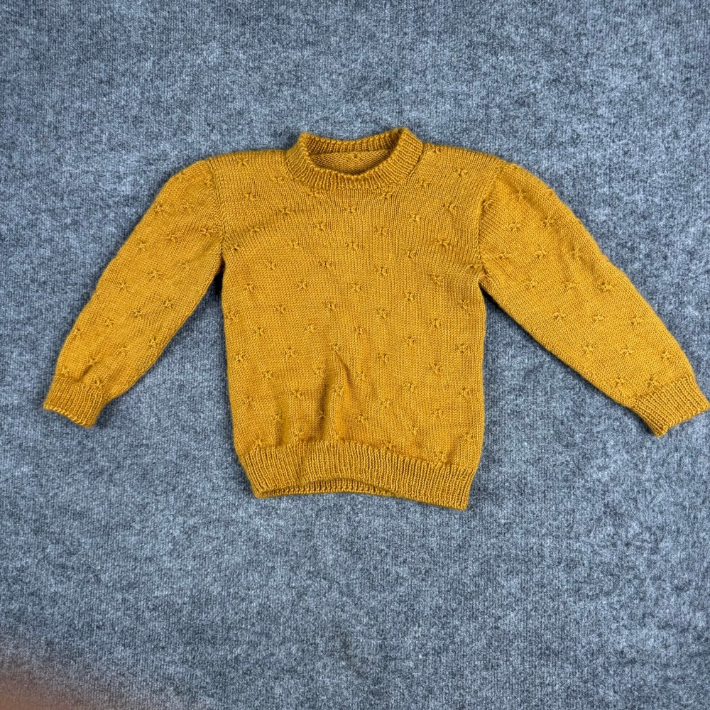 Unbranded Sweater Girls Size 6 Yellow Knit Long‎ Sleeve Popcorn Stitch Cozy